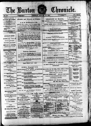 cover page of Burton Chronicle published on January 26, 1882