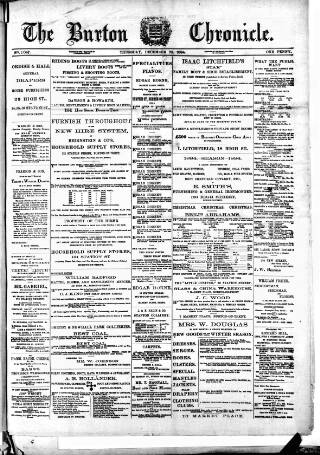 cover page of Burton Chronicle published on December 25, 1884