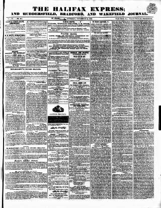 cover page of Halifax Express published on November 23, 1839