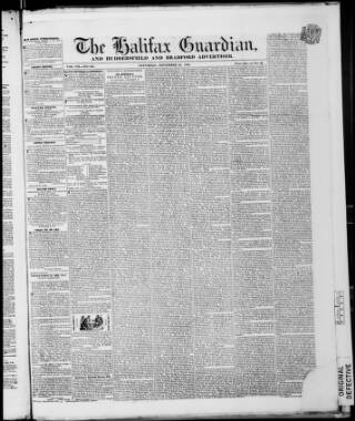 cover page of Halifax Guardian published on November 23, 1839