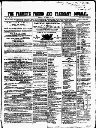 cover page of Farmer's Friend and Freeman's Journal published on November 23, 1850