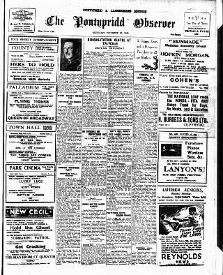 cover page of Pontypridd Observer published on December 25, 1943