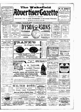 cover page of Wakefield Advertiser & Gazette published on January 26, 1909