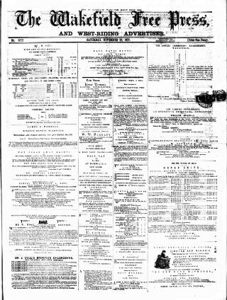 cover page of Wakefield Free Press published on November 23, 1872