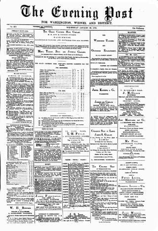 cover page of Warrington Evening Post published on January 29, 1879