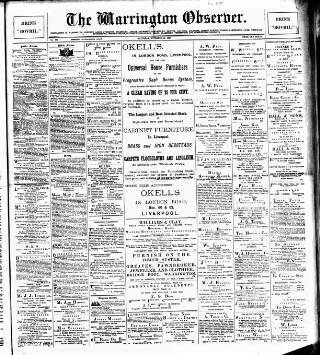 cover page of Warrington Observer published on November 23, 1889