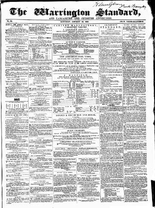 cover page of Warrington Standard and Lancashire and Cheshire Advertiser published on January 22, 1859