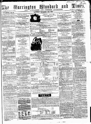 cover page of Warrington Standard and Lancashire and Cheshire Advertiser published on November 19, 1859