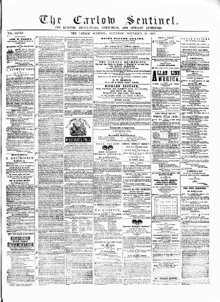 cover page of Carlow Sentinel published on November 23, 1878