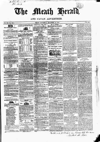 cover page of Meath Herald and Cavan Advertiser published on December 25, 1847