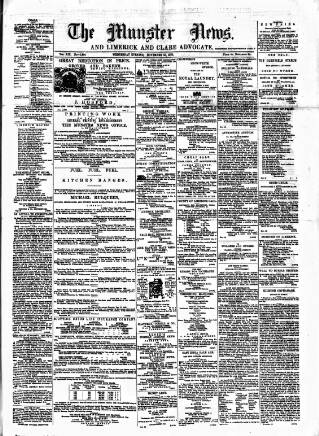 cover page of Munster News published on November 23, 1870