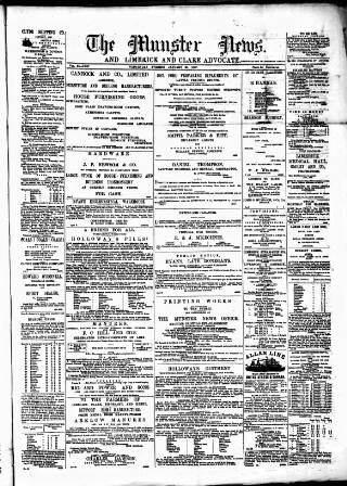 cover page of Munster News published on January 26, 1887