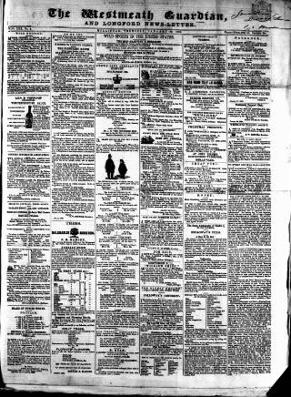 cover page of Westmeath Guardian and Longford News-Letter published on January 26, 1860