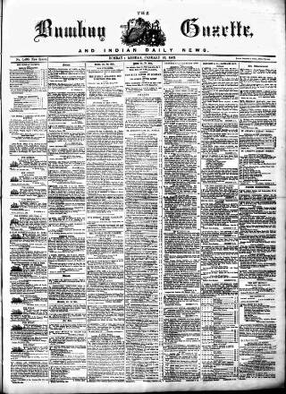 cover page of Bombay Gazette published on January 26, 1863