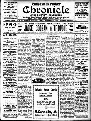 cover page of Chester-le-Street Chronicle and District Advertiser published on November 23, 1923