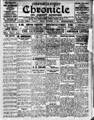 cover page of Chester-le-Street Chronicle and District Advertiser published on December 25, 1931