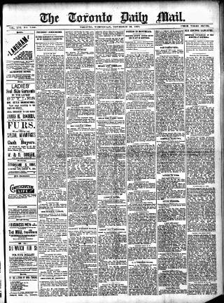 cover page of Toronto Daily Mail published on November 23, 1887