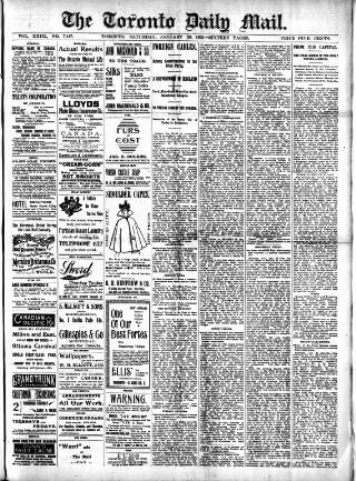 cover page of Toronto Daily Mail published on January 26, 1895