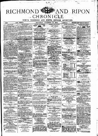 cover page of Richmond & Ripon Chronicle published on December 25, 1880