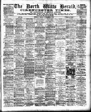 cover page of North Wilts Herald published on November 23, 1906