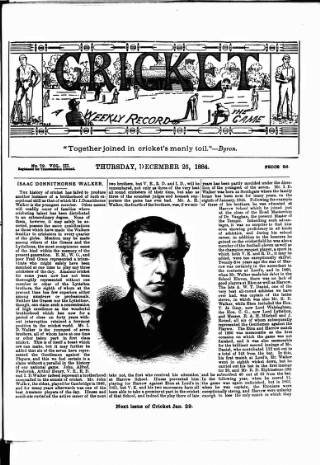 cover page of Cricket published on December 25, 1884