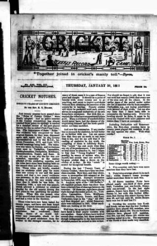 cover page of Cricket published on January 26, 1893