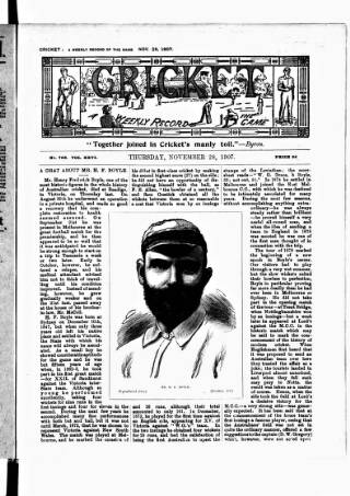 cover page of Cricket published on November 28, 1907