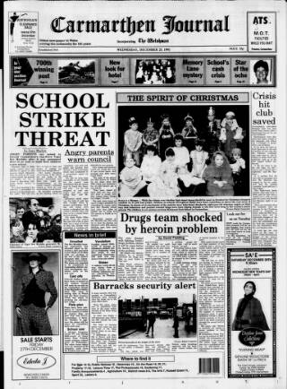 cover page of Carmarthen Journal published on December 25, 1991