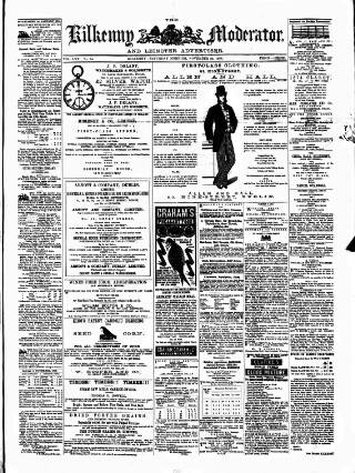 cover page of Kilkenny Moderator published on November 23, 1878