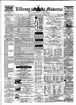 cover page of Kilkenny Moderator published on December 25, 1886