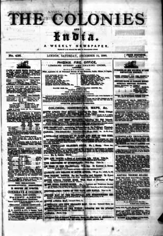 cover page of Colonies and India published on December 25, 1880