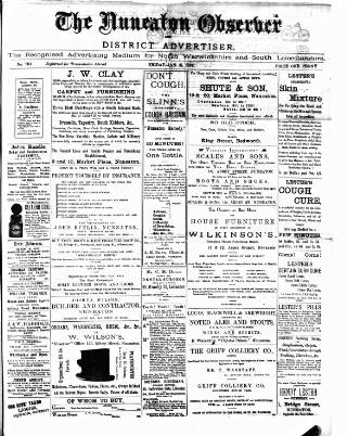 cover page of Nuneaton Observer published on January 26, 1894