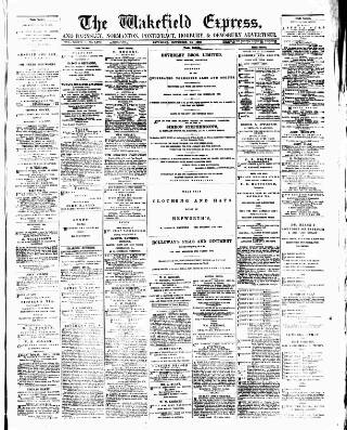 cover page of Wakefield Express published on November 23, 1889