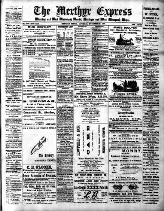 cover page of Merthyr Express published on November 23, 1895