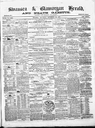 cover page of Swansea and Glamorgan Herald published on November 23, 1867