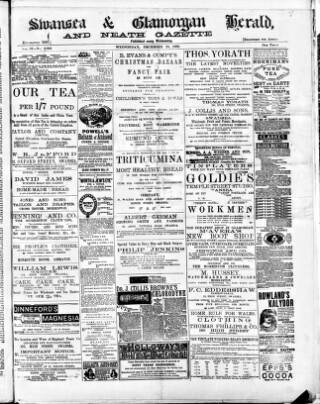 cover page of Swansea and Glamorgan Herald published on December 25, 1889