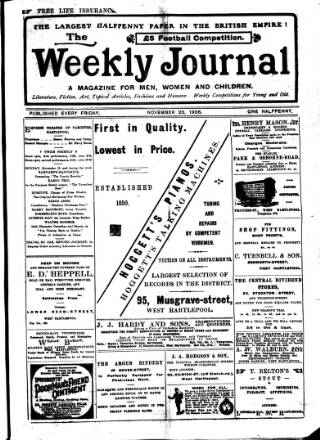 cover page of Weekly Journal (Hartlepool) published on November 23, 1906