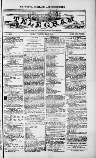 cover page of Weymouth Telegram published on November 23, 1883