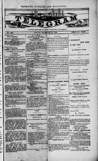 cover page of Weymouth Telegram published on December 25, 1885