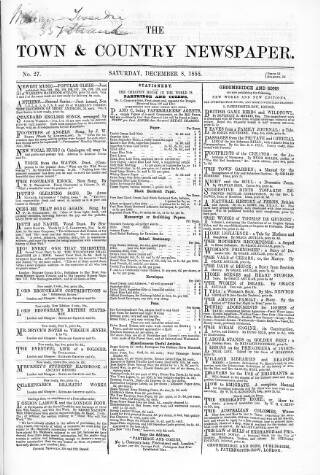 cover page of Charles Knight's Town & Country Newspaper published on December 8, 1855