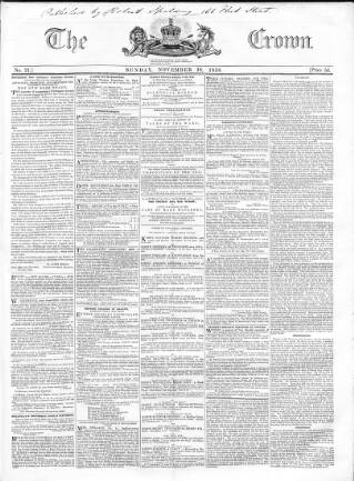 cover page of Crown published on November 18, 1838