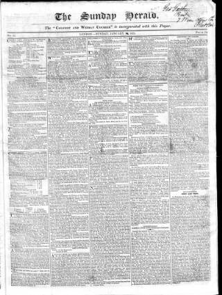 cover page of Colonist and Commercial Weekly Advertiser published on January 30, 1825