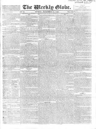 cover page of Weekly Globe published on November 14, 1824