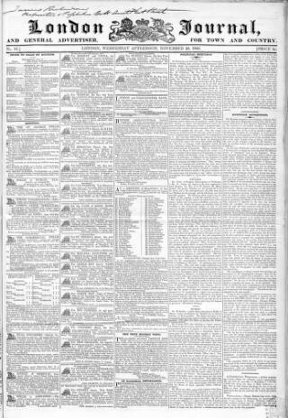 cover page of London Journal and General Advertiser for Town and Country published on November 23, 1836