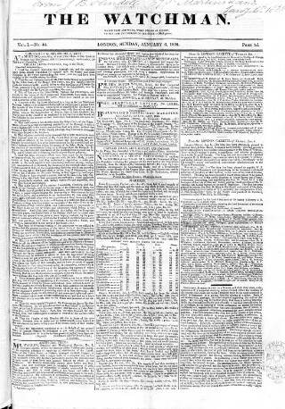 cover page of Watchman published on January 6, 1828