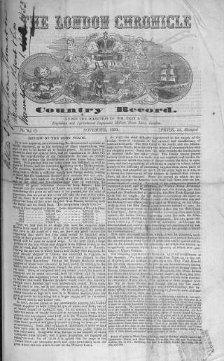 cover page of London Chronicle and Country Record published on November 1, 1853