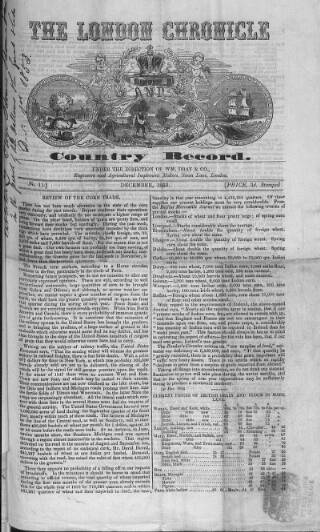 cover page of London Chronicle and Country Record published on December 1, 1853