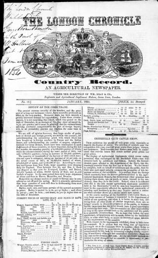 cover page of London Chronicle and Country Record published on January 1, 1854