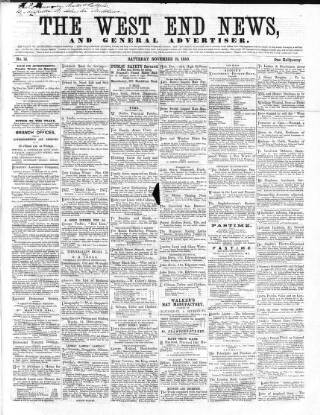 cover page of West End News published on November 19, 1859