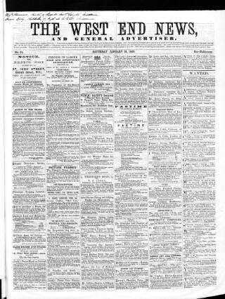 cover page of West End News published on January 21, 1860